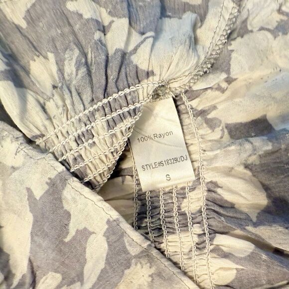 Mustard Seed Boho Floral Angel Wing Blouse Top Small Cropped Stretch - Picture 10 of 13